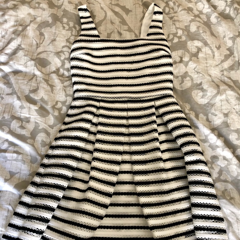 Aqua black and white mesh dress